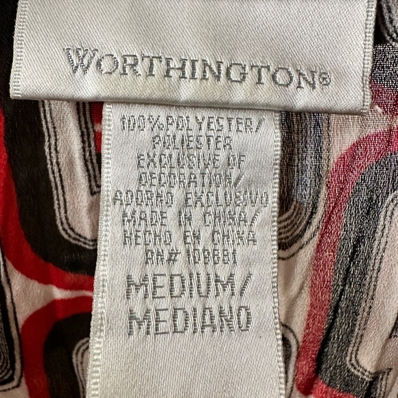 WORTHINGTON Tuxedo Front Sheer Blouse with Flare Style Cuffs - Picture 2 of 4